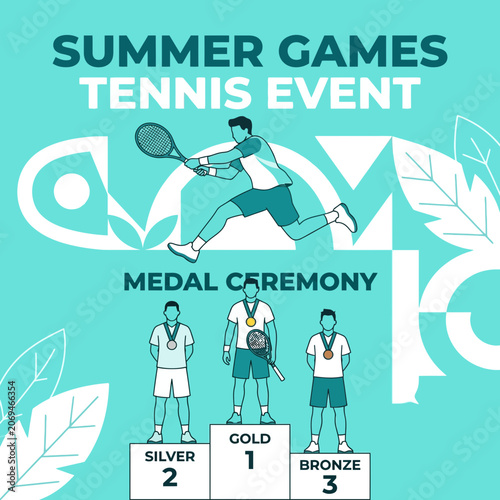 Summer Games Tennis Event Medal Ceremony Competition Victory Celebration Sports Achievement