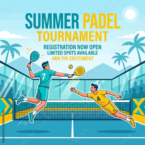Summer Padel Tournament Excitement People Playing Sports Out On Court