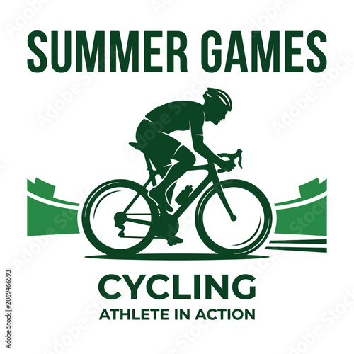 Summer Games Cycling Athlete In Action Silhouette Illustration