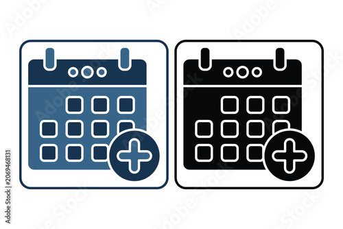 Calendar icon. related to time management. Solid icon style. Simple vector design editable