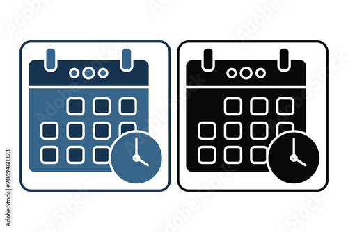 Calendar icon. related to time management. Solid icon style. Simple vector design editable