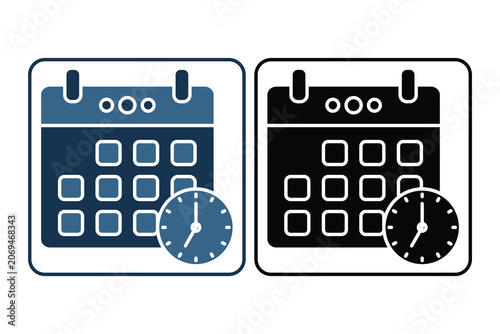 Calendar icon. related to time management. Solid icon style. Simple vector design editable