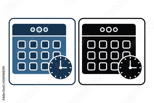 Calendar icon. related to time management. Solid icon style. Simple vector design editable