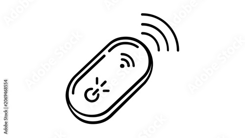 Vector illustration of a portable wireless hotspot router line icon with thin precise strokes ideal for networking and digital nomad design