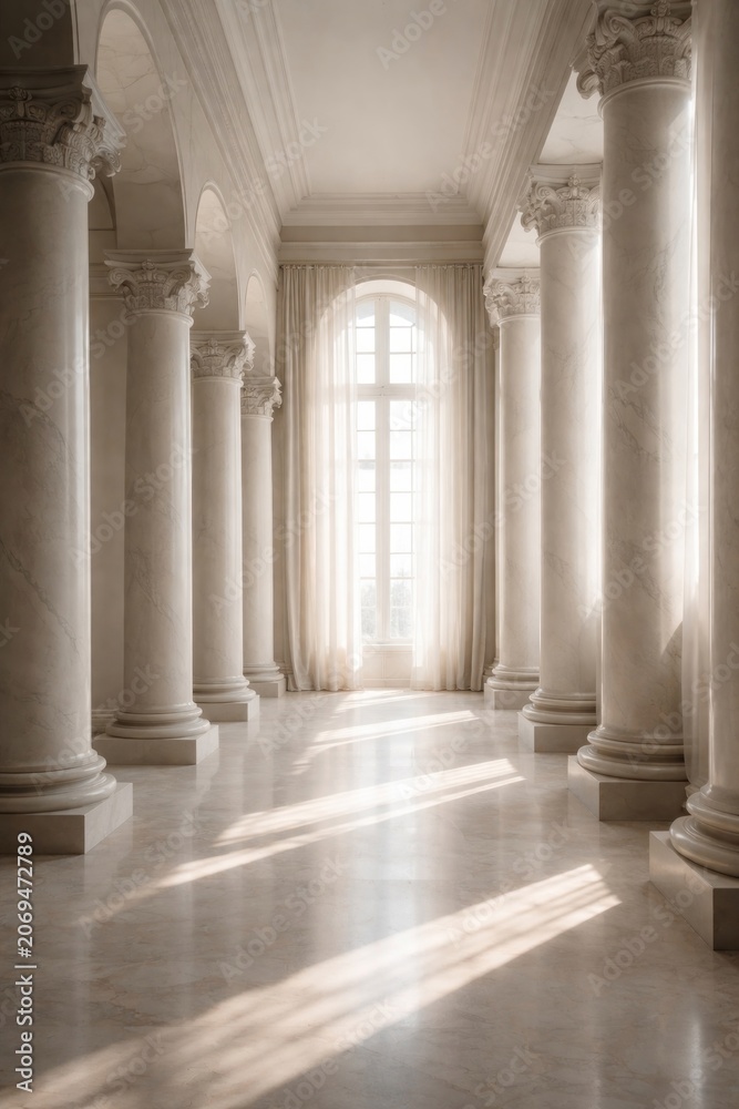 Fototapeta premium Elegant marble hallway with columns.