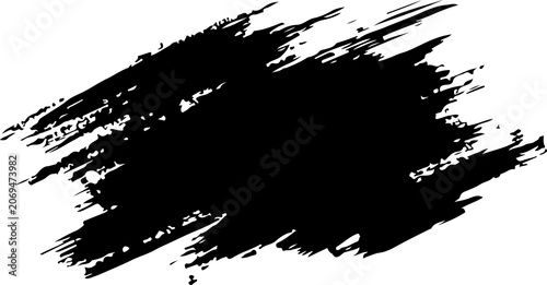 Принти на полотні Black Ink Brush Stroke on Transparent Background