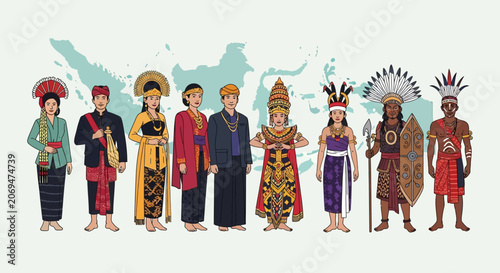 Fényképezés Diverse Cultural Traditional Clothing Styles.