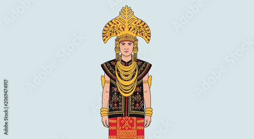 Photos Traditional Khmer King Costume Illustration.