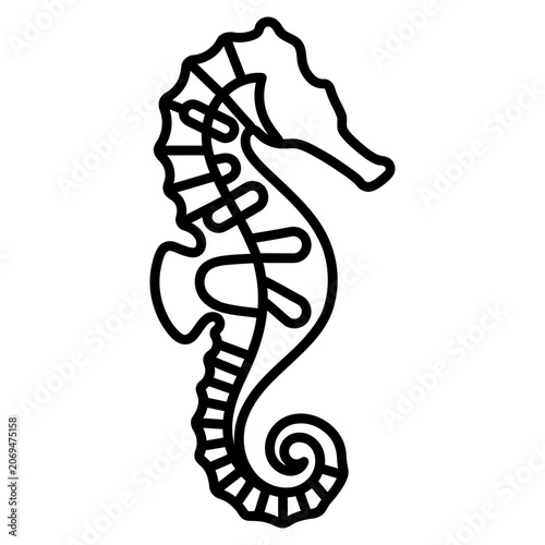 Seahorse Marine Skeleton X-Ray Icon for Ocean Biology