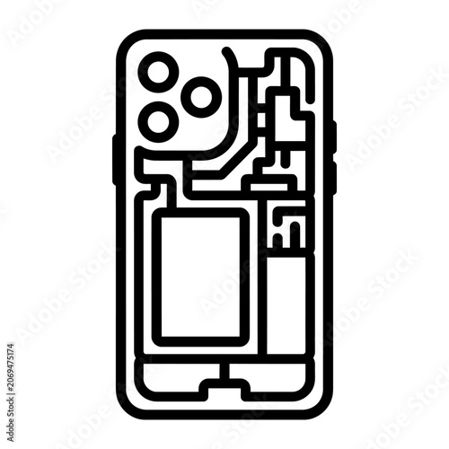Smartphone Internal Device X-Ray Icon for Tech Gadget