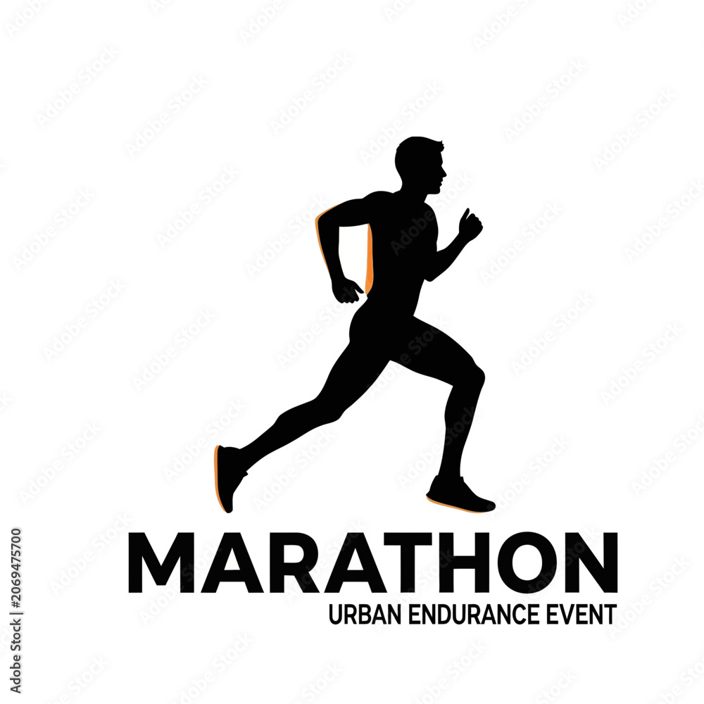 Obraz premium Silhouette Runner Marathon Urban Endurance Event Logo Design