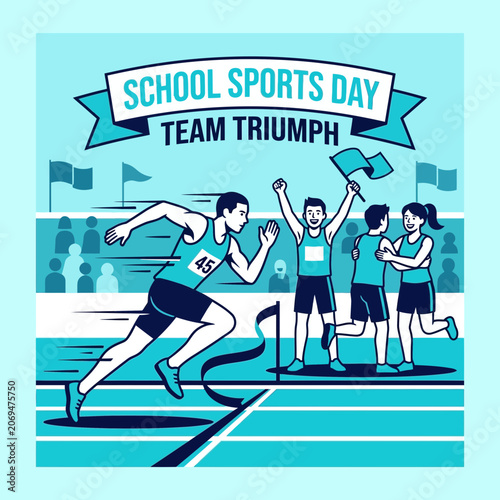 School Sports Day Team Triumph Celebrate Victory Athletic Achievement Competition And Sports
