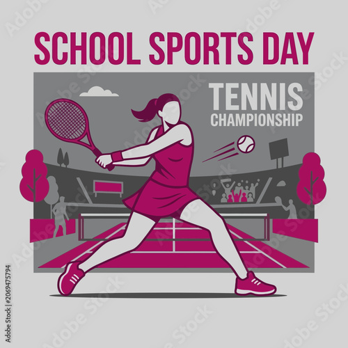 School Sports Day Tennis Championship Event Dynamic Action