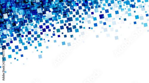 Abstract blue pixel mosaic digital background with scattered squares