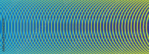 Abstract curved lines pattern, blue and lime vector background