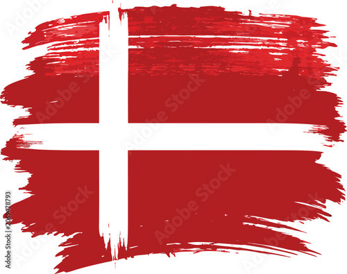 denmark flag grunge brush stroke with white cross illustration