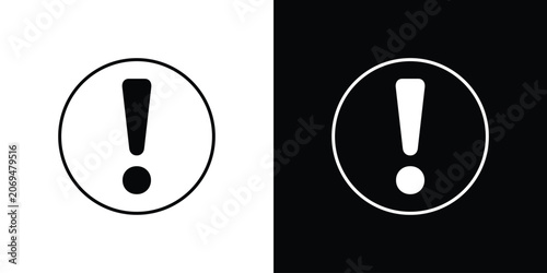 Photos Exclamation button icon line vector collection