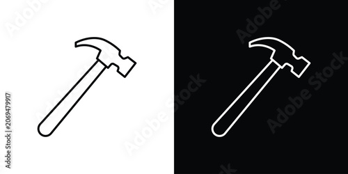 Tableau sur toile Hammer icon line vector collection