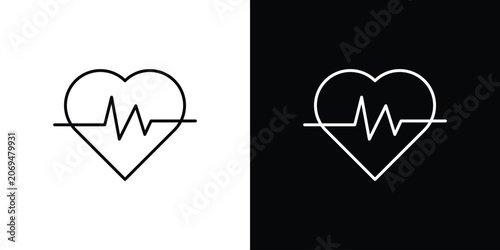 Photos Heartbeat icon line vector collection