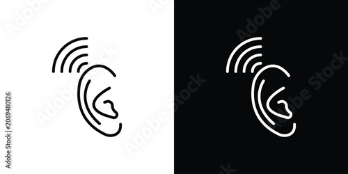 Fotografie Listening icon line vector collection