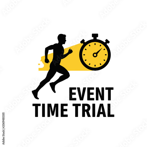 Runner Silhouette Next To Stopwatch Symbolizing Event Time Trial