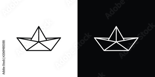 Bild auf Leinwand Paper boat icon line vector collection