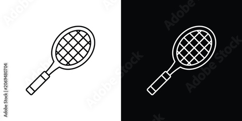 Racket icon line vector collection