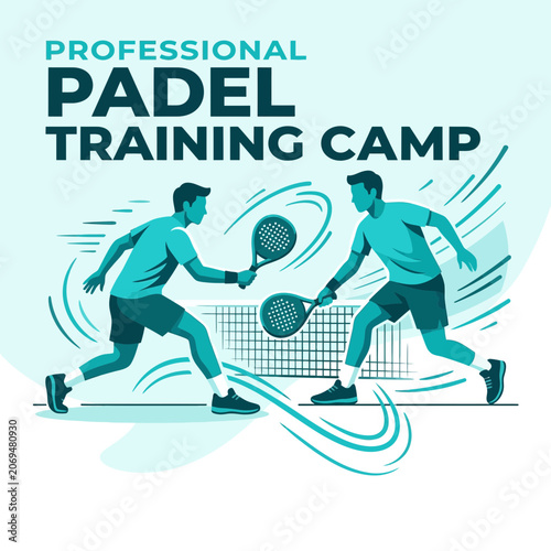 Professional Padel Training Camp Illustration for Sports Marketing