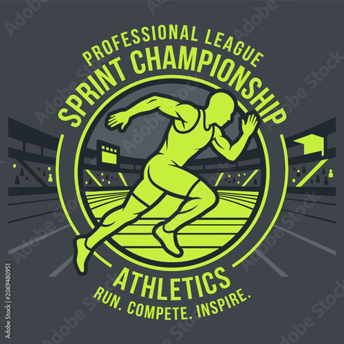 Professional Sprint Championship Athletic Competition Emblem And Sports Arena