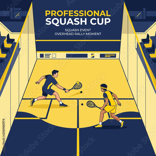 Professional Squash Championship Athletes Competing On Court During Match