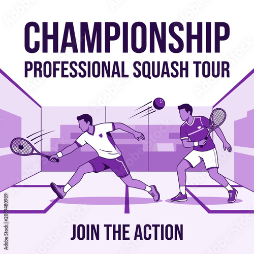 Professional Squash Championship Tour Event Promotion Featuring Athletes Competing On Court