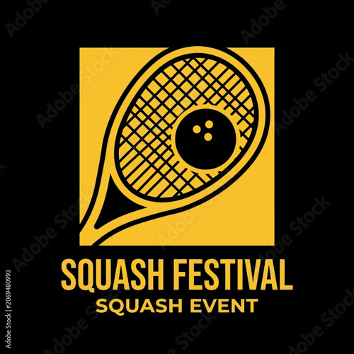 Professional Squash Event Logo Design Template Modern Graphic Illustration