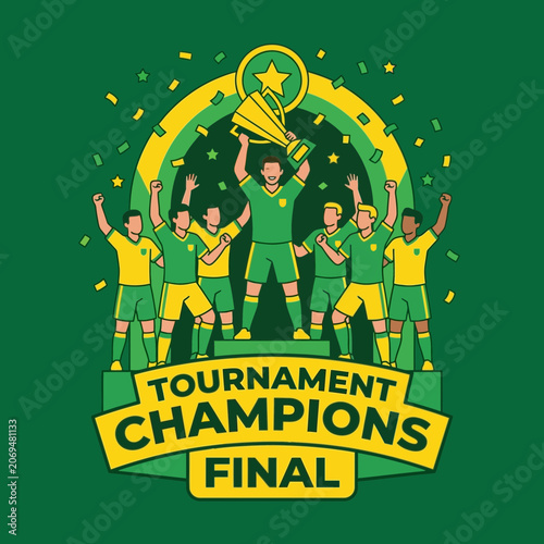 Proud Football Team Celebrates Championship Victory With Trophy Raising