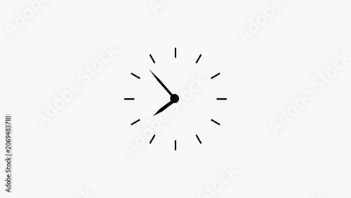 Canvastavla Minimalist analog clock face with black hands and markers on white background mi