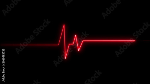 Tableau sur toile Red heart rate line on black background electrocardiogram