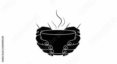 Warm hands gently hold a steaming bowl, offering comfort and nourishment.
