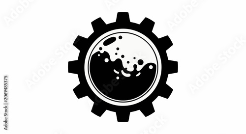 Industrial gear with swirling liquid inside, representing innovation and fluid dynamics.