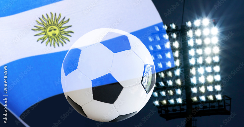 Naklejka premium cheering football supporters and Argentina flag
