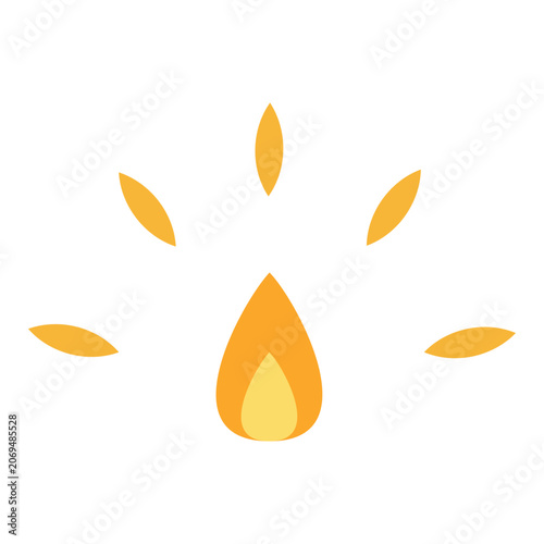 Simple Flame Icon With Light Rays Vector Illustration