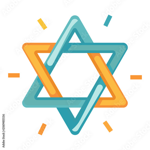 Colorful Star of David Symbol Flat Vector Illustration