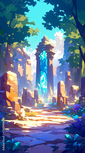 Enchanted Crystal Forest Pathway