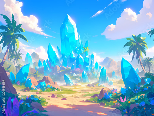 Crystal Oasis: Enchanting Tropical Gemfield