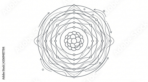 Photos Quantum atom structure with electrons model vector illustration