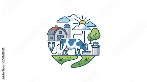 Bild auf Leinwand Cow standing on green grass outdoors.