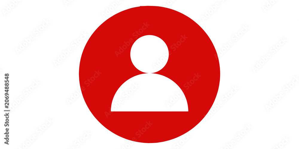 Obraz premium A red circle with a white silhouette of a persons head and shoulders isolated on transparent background