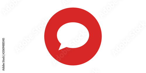 Tableau sur toile A red circle with a white speech bubble inside, symbolizing communication and co