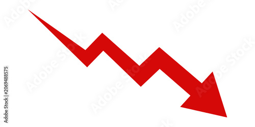 Canvastavla A simple, red, curved arrow pointing to the right and down on a white background