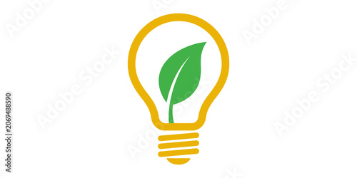 Obraz na płótnie Eco friendly light bulb with green leaf inside isolated on transparent backgroun