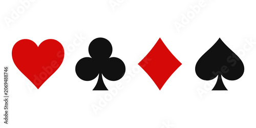 Obraz na plátně Four playing card suits isolated on transparent background heart club diamond sp