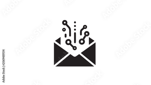 Black Envelope With Circuit Board Emerging For Technology And Communication Concepts